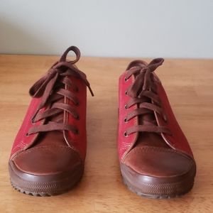 Palladium funky red suede shoes, never worn